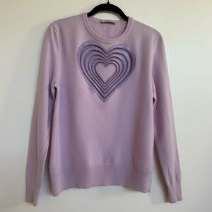 Christopher Kane Wool Cashmere Heart Cut Out Sweater in Lilac Lavender Purple